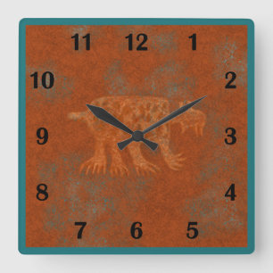 Horloge Carrée Glyptique de lynx des canyons du sud-ouest Style r