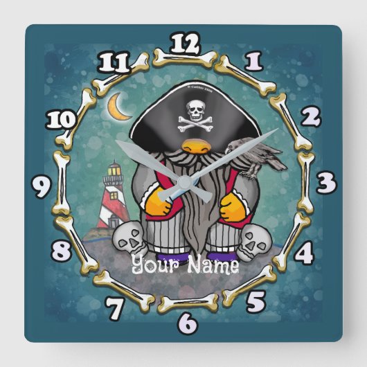 Horloge Carrée Gnome pirate (Recto)