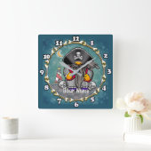 Horloge Carrée Gnome pirate (Maison)