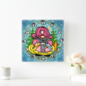 Horloge Carrée Gnome pompier (Maison)