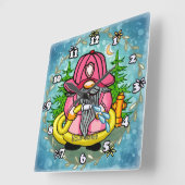 Horloge Carrée Gnome pompier (Angle)