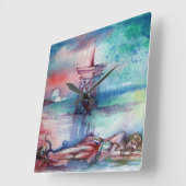 HORLOGE CARRÉE GNOMON ET DAME DU LAC (Angle)