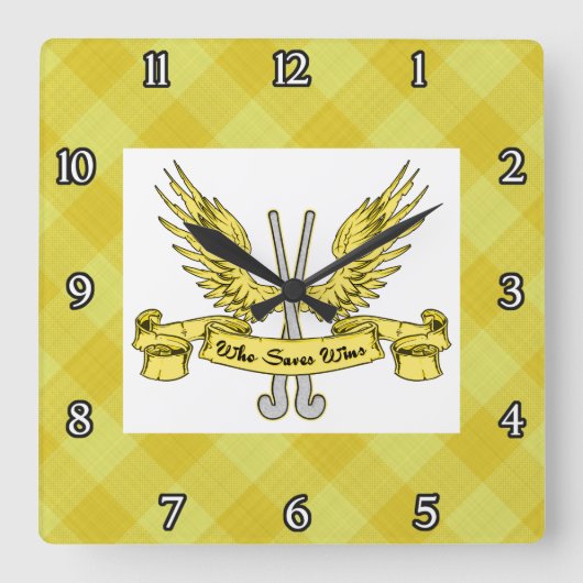 Horloge Carrée Goalie de hockey de terrain (Recto)