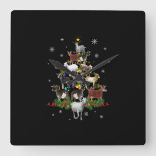 Horloge Carrée Goat Christmas Tree Snow Goat Xmas