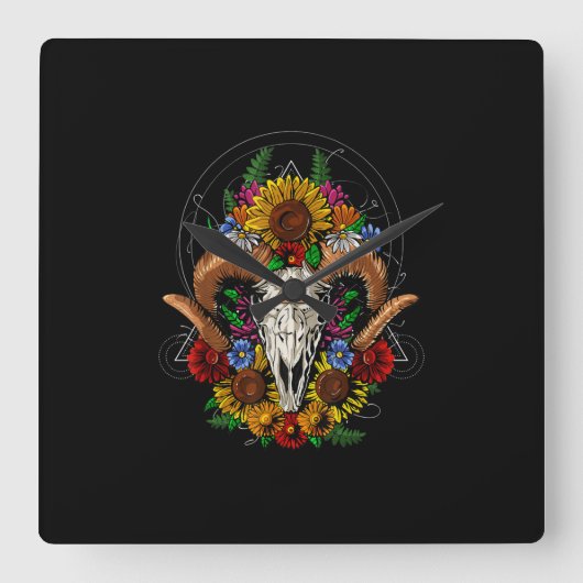 Horloge Carrée Goat Skull (Recto)