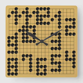 Horloge Carrée Goban Clock - 1-12 (Black Stones)