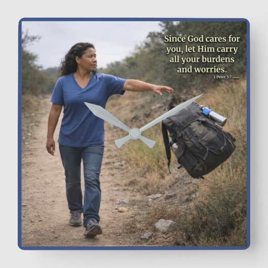 Horloge Carrée God cares for you (Recto)