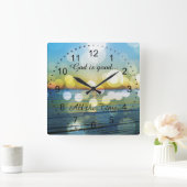Horloge Carrée God is Good All the Time (Maison)