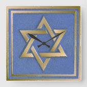 Horloge Carrée Gold Blue Star de David Art Panel (Recto)