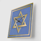 Horloge Carrée Gold Blue Star de David Art Panel (Angle)