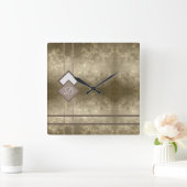 Horloge Carrée Gold damask (Maison)