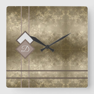 Horloge Carrée Gold damask