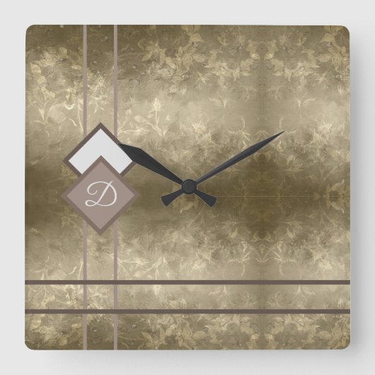 Horloge Carrée Gold damask (Recto)
