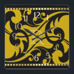 Horloge Carrée Gold Flourver Design Gold Bordure or avec Monogram<br><div class="desc">Gold Flourish Design Gold Bordure or avec Monogrammes Designs par Umua. Imprimé et expédié par Zazzle ou ses partenaires.</div>
