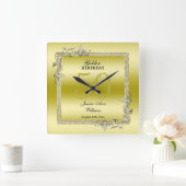 Horloge Carrée Gold Gem & Parties scintillant 50e Anniversaire d' (Maison)