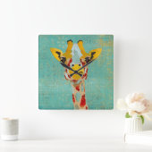 Horloge Carrée Gold Peeking Giraffe Clock (Maison)