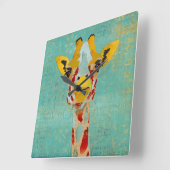 Horloge Carrée Gold Peeking Giraffe Clock (Angle)