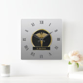 Horloge Carrée Gold Professional Médicale Caduceus (Maison)