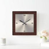 Horloge Carrée Gold Stainless Steel Modern (Maison)