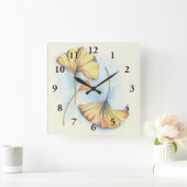 Horloge Carrée Golden Autumn Ginkgo (Maison)