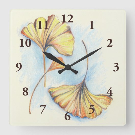 Horloge Carrée Golden Autumn Ginkgo (Recto)