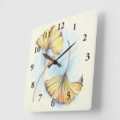 Horloge Carrée Golden Autumn Ginkgo (Angle)