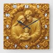 Horloge Carrée Golden Holy Family Devotional Relief (Recto)