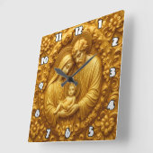 Horloge Carrée Golden Holy Family Devotional Relief (Angle)