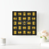 Horloge Carrée Golden Lattice Wall Clock (Maison)