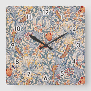 Horloge Carrée Golden Lily, William Morris