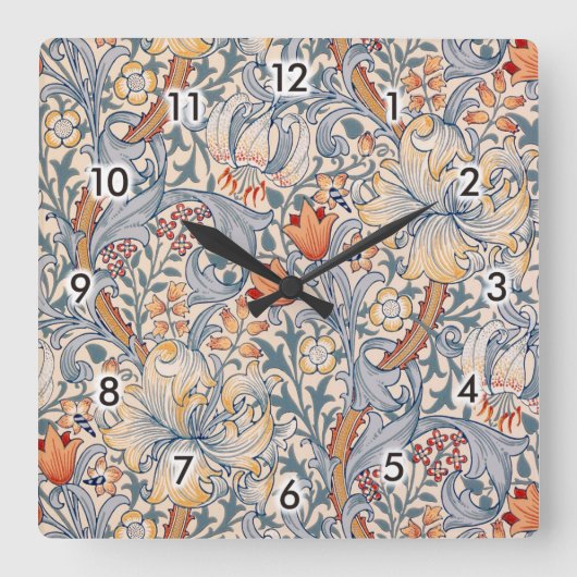 Horloge Carrée Golden Lily, William Morris (Recto)