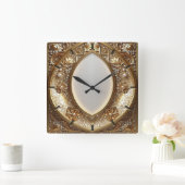 Horloge Carrée Golden Ornate Frame Wall Clock (Maison)