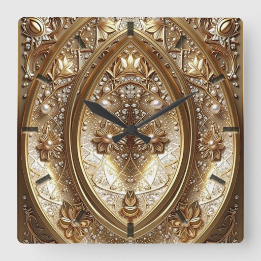 Horloge Carrée Golden Ornate Frame Wall Clock (Recto)