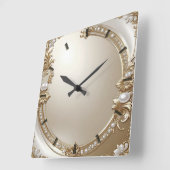Horloge Carrée Golden Ornate Frame with Pearls Wall Clock (Angle)