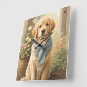 Horloge Carrée Golden Retriever (Angle)