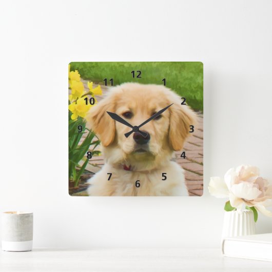 Horloge Carrée Golden Retriever Chien (Maison)
