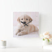 Horloge Carrée Golden retriever se couchant (Maison)