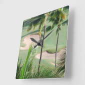 Horloge Carrée Golf Course à Tropics Wall Clock (Angle)