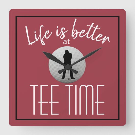 Horloge Carrée Golf Course Tee Time Red Black (Recto)