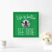 Horloge Carrée Golfer Golf Course Tee Time Green White (Maison)