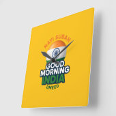 Horloge Carrée Good Morning India, Nayi Subah, Umeed (Angle)