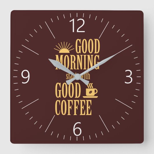 Horloge Carrée Good morning starts with good coffee (Recto)