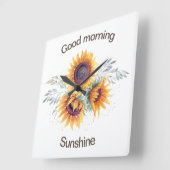 Horloge Carrée good morning sunshine clock (Angle)