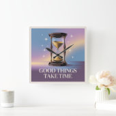 Horloge Carrée Good Things Take Time (Maison)