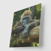 HORLOGE CARRÉE GORILLA "SAUVER NOS ESPÈCES" (Angle)