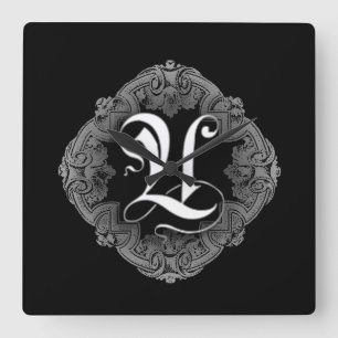 Horloge Carrée Goth élégant U initial