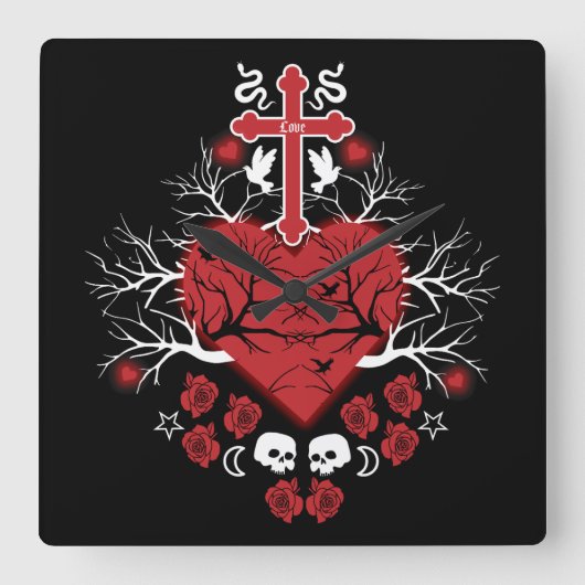 Horloge Carrée Goth Post Punk Mode (Recto)