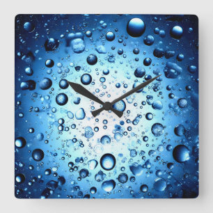 Horloge Carrée gouttelettes d'eau