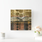 Horloge Carrée Gouttelettes vertes circulaires (Maison)