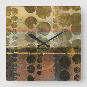 Horloge Carrée Gouttelettes vertes circulaires